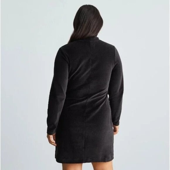 Everlane The Velour Mini Dress Black Mock Neck Long Sleeves Womens Size XS New - Picture 2 of 12